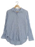 Vorschaubild 1 von Hemdbluse Damen Oversized Baumwolle Gestreift Blau Langarm Gr. 34 XS