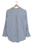 Vorschaubild 2 von Hemdbluse Damen Oversized Baumwolle Gestreift Blau Langarm Gr. 34 XS