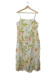 Vorschaubild 1 von Maxikleid Blumenmuster Leinen Viskose Sommerkleid Weiß Gr. 42 XL