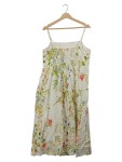 Vorschaubild 2 von Maxikleid Blumenmuster Leinen Viskose Sommerkleid Weiß Gr. 42 XL