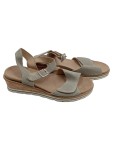Vorschaubild 1 von Plateausandalen Damen Gr. 41 Grau Leder Schnalle 6 cm Komfortabel Freizeit