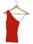 Vorschaubild 1 von Rippstrick One-Shoulder Top Damen Ärmellos Asymmetrisch Rot Gr. 36 S