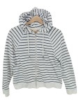 Vorschaubild 1 von Damen Sweatjacke Kapuze gestreift weiß Baumwolle Gr. 34 XS Freizeit