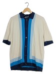 Vorschaubild 1 von Strickjacke Damen Kurzarm gestreift Beige Gr. 42/XL Baumwolle Freizeit
