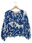 Vorschaubild 1 von Bluse Damen Langarm Viskose Abstraktes Muster Knopfleiste Gr. 42 XL