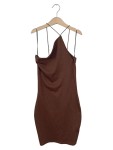 Vorschaubild 1 von Strickkleid Damen Minikleid Rippstrick Braun Gr. 34 XS Casual Freizeit