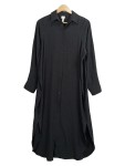 Vorschaubild 1 von Hemdblusenkleid Damen Gr. 34 Schwarz Uni Freizeit Midikleid