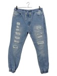 Vorschaubild 1 von Ripped Jeans Herren Gr. W31/40/L Blau Baumwolle Uni Streetwear Jogger