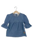 Vorschaubild 1 von Jeanskleid Kleid Baumwolle Blau Stickerei Knopf Freizeit Gr. 98