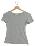 Vorschaubild 1 von Damen T-Shirt Grau Melange Basic Baumwolle Gr. 36 S Kurzarm Freizeit