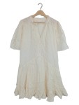 Vorschaubild 1 von Sommerkleid Midikleid Weiß Spitze Rüschen Knopfleiste Gr. 38 M