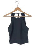 Vorschaubild 1 von Damen Top Schwarz Ärmellos Bindeverschluss Uni Modern Gr. 36 S