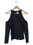 Vorschaubild 1 von Pullover Damen Rippstrick Schwarz Cut-Out Langarm Gr. 38 M Herbst Winter