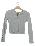 Vorschaubild 1 von Strickjacke Damen Cardigan Rippstrick Knopfleiste Grau Gr. 36 S