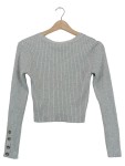 Vorschaubild 2 von Strickjacke Damen Cardigan Rippstrick Knopfleiste Grau Gr. 36 S