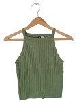 Vorschaubild 1 von Damen Top Rippstrick Ärmellos Olivgrün Gr. 36 S Casual Freizeit