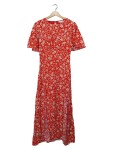 Vorschaubild 1 von Maxikleid Damen Sommerkleid Blumenmuster Rot Cut-Outs Viskose Gr. 36 S
