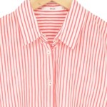 Vorschaubild 3 von Hemdbluse Damen Gr. 36/S Rot Gestreift Kurzarm Casual Preppy