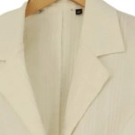 Vorschaubild 3 von Blazer Damen Gr. UNI Weiß Baumwolle Strukturmuster 3/4-Arm Knopf
