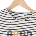 Vorschaubild 3 von Kinder T-Shirt Gr. 140 Weiß Gestreift Schriftzug GOOD VIBES ONLY