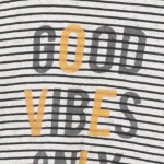 Vorschaubild 4 von Kinder T-Shirt Gr. 140 Weiß Gestreift Schriftzug GOOD VIBES ONLY