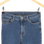 Vorschaubild 3 von Damen Jeans Straight Leg S W27/36 Blau mit Zierknöpfen Fransen