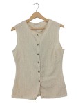 Vorschaubild 1 von Weste Damen Gr. 38 M Beige Strukturmuster Ärmellos Knopfleiste Casual