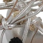 Vorschaubild 5 von Damen Ballerinas Silber Gr. 37 Spitze Knöchelriemen Blumen