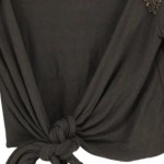 Vorschaubild 4 von Damen Strickjacke Grau S Elegant Perlen Applikationen Langarm Wickeloptik
