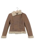 Vorschaubild 1 von Kunstleder Bikerjacke Teddyfell braun Damen Gr. S 36