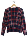 Vorschaubild 2 von Karierte Bluse Damen Langarm Baumwolle Blau Gr. 38 Perlen