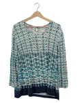 Vorschaubild 1 von Damen Langarmshirt Geometrisch Blau Rundhals Gr. 46 3XL