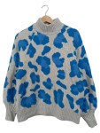 Vorschaubild 1 von Damen Pullover Animal Print Grau Gr. 36 S Rippstrick Wolle Freizeit