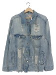 Vorschaubild 1 von Damen Jeansjacke Blau Langarm Baumwolle Gr. 44 XXL Freizeit Casual