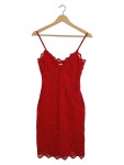 Vorschaubild 1 von Spitzenkleid Rot Damen Gr. 34 XS Ärmellos Festlich