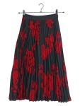 Vorschaubild 1 von Faltenrock Midirock Schwarz Blumenmuster Gr. 36 S