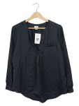 Vorschaubild 1 von Bluse Damen Langarm Schwarz Falten Uni Casual Gr. 38 M