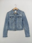 Vorschaubild 1 von Jeansjacke Damen Blau Baumwolle Knopfleiste Langarm Gr. 38 M