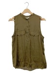 Vorschaubild 1 von Bluse Damen Ärmellos Knopfleiste Oliv Uni Casual Gr. 38 M