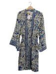 Vorschaubild 1 von Morgenmantel Damen Boho Kimono Langarm Blau Abstrakt Gr. 38 M