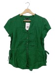 Vorschaubild 1 von Bluse Damen Kurzarm Knopfleiste Baumwolle Grün Gr. 40 L Casual
