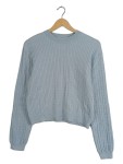 Vorschaubild 1 von Kinder Pullover Zopfstrickmuster Blau Gr. 158 Langarm Viskose