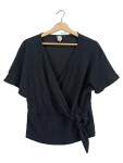 Vorschaubild 1 von Damen Bluse Kurzarm Uni Raffungen Viskose Schwarz Gr. 36 S