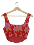 Vorschaubild 2 von Bikini-Oberteil Damen Gr. 38/M Rot Polyester Blumenmuster Feminin Ärmellos
