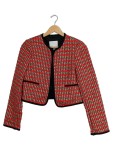 Vorschaubild 1 von Blazer Damen Kurzblazer Kariert Rot Business Langarm Gr. 34 XS