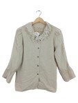Vorschaubild 1 von Trachtenbluse Damen Langarm Beige Rüschen Spitze Baumwolle Gr. 38 M
