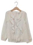 Vorschaubild 1 von Bluse Kinder Weiß Gr. 122 Polyester Uni Feminin Langarm Freizeit Rüschen
