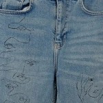 Vorschaubild 6 von Damen Jeans Regular Fit W25/34 Blau mit Gesichter Muster
