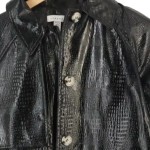 Vorschaubild 3 von Klassischer Mantel Damen 34;XS Schwarz Kroko-Optik Vintage