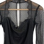 Vorschaubild 5 von Damen Etuikleid Gr. 32/XXS Schwarz Elegant Spitze Punkte Midikleid